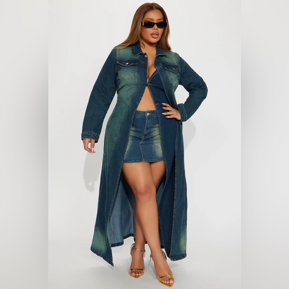 Follow My Lead Denim Trench - Dark Wash